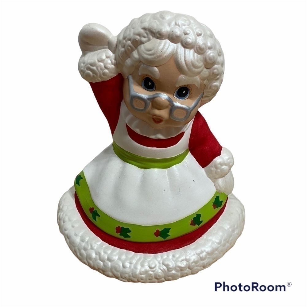 Vintage Ceramic Mrs. Claus Christmas Statue Decor